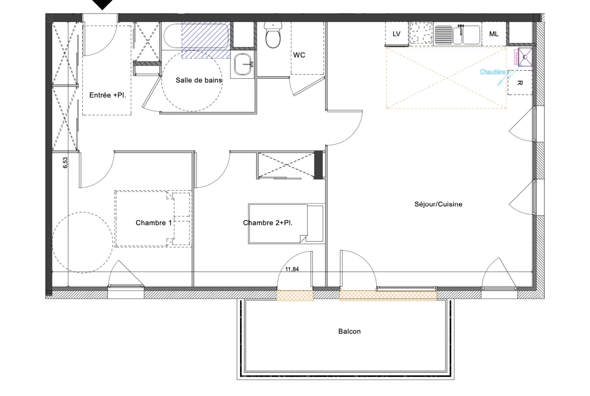 Appartement T3 lumineux avec balcon, garage et parking à Frans 