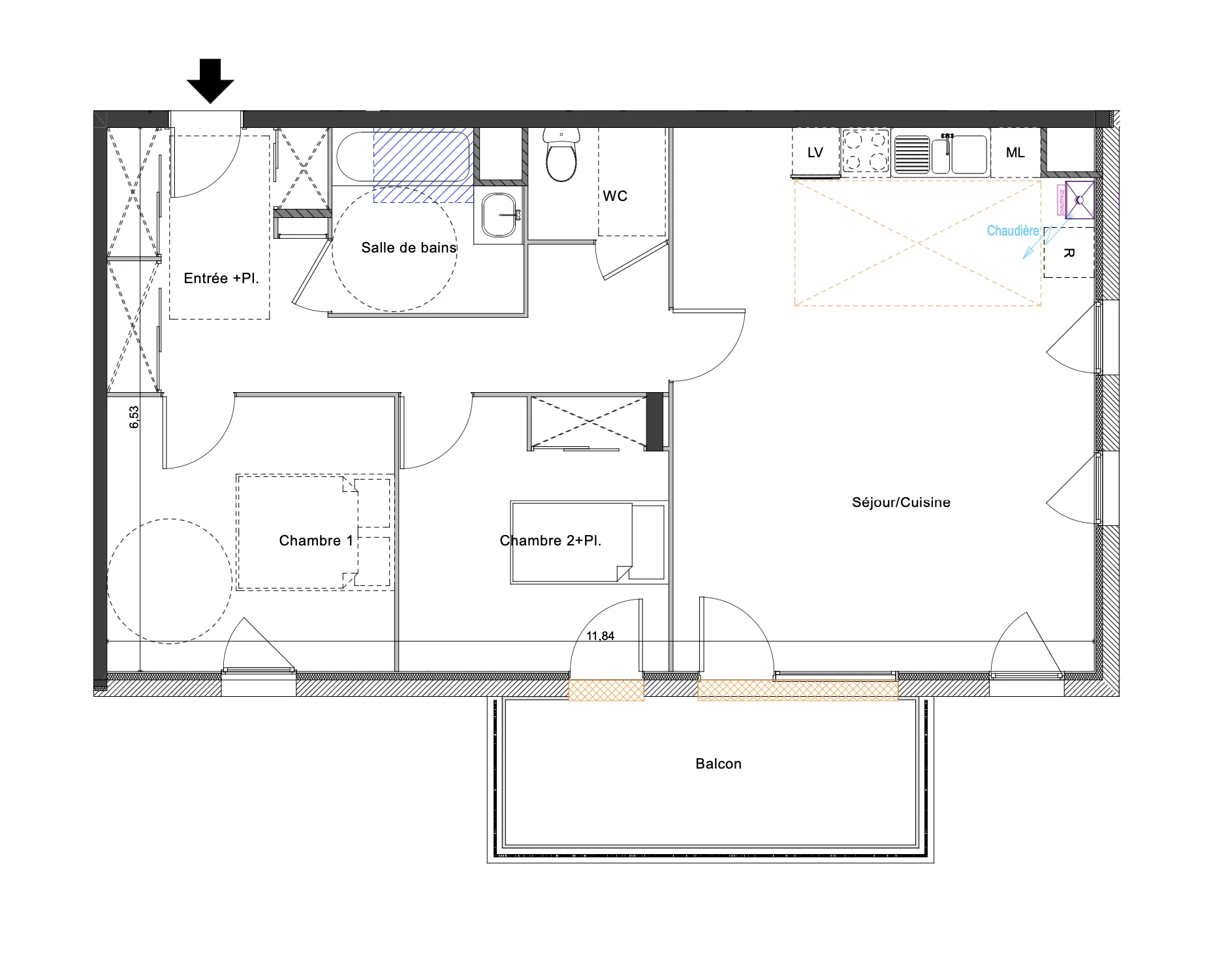 Appartement T3 lumineux avec balcon, garage et parking à Frans 