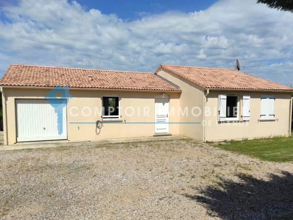Maison de plain-pied avec 3 chambres et grand jardin proche Soual