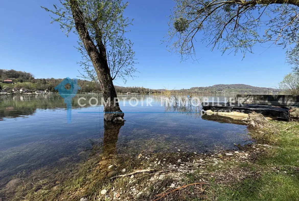 Maison divisée en deux appartements avec plage privée et vue sur le lac à Charavines 