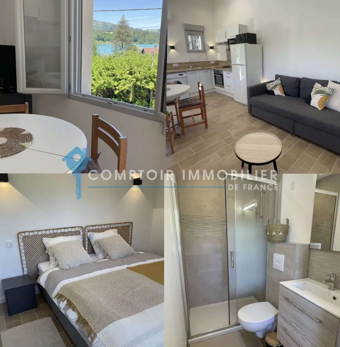 Maison divisée en deux appartements avec plage privée et vue sur le lac à Charavines 