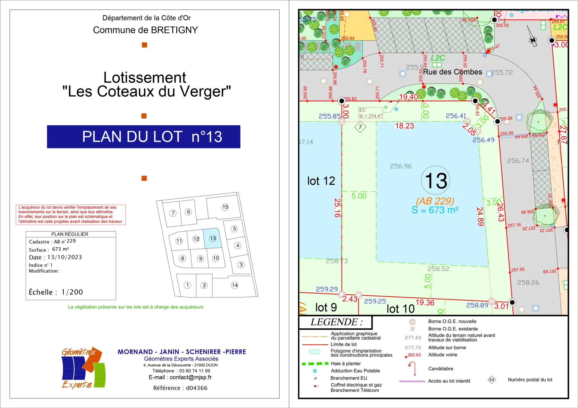 Terrain à bâtir viabilisé de 673 m² à Bretigny-les-Norges, proche Dijon 
