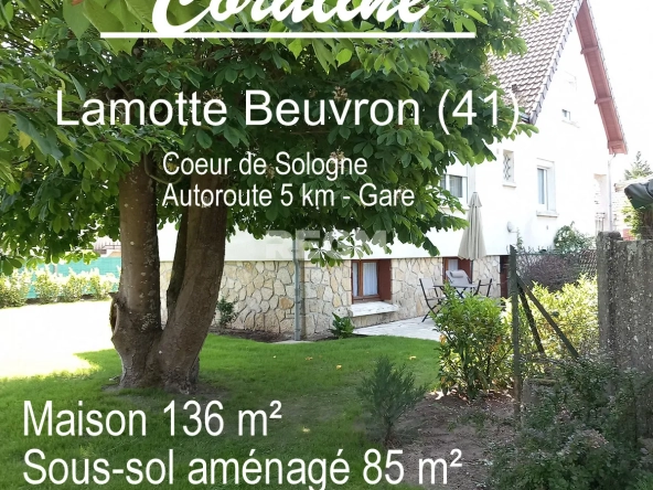 Maison à vendre à Lamotte Beuvron, 136 m² avec sous-sol aménagé et potentiel d’aménagement