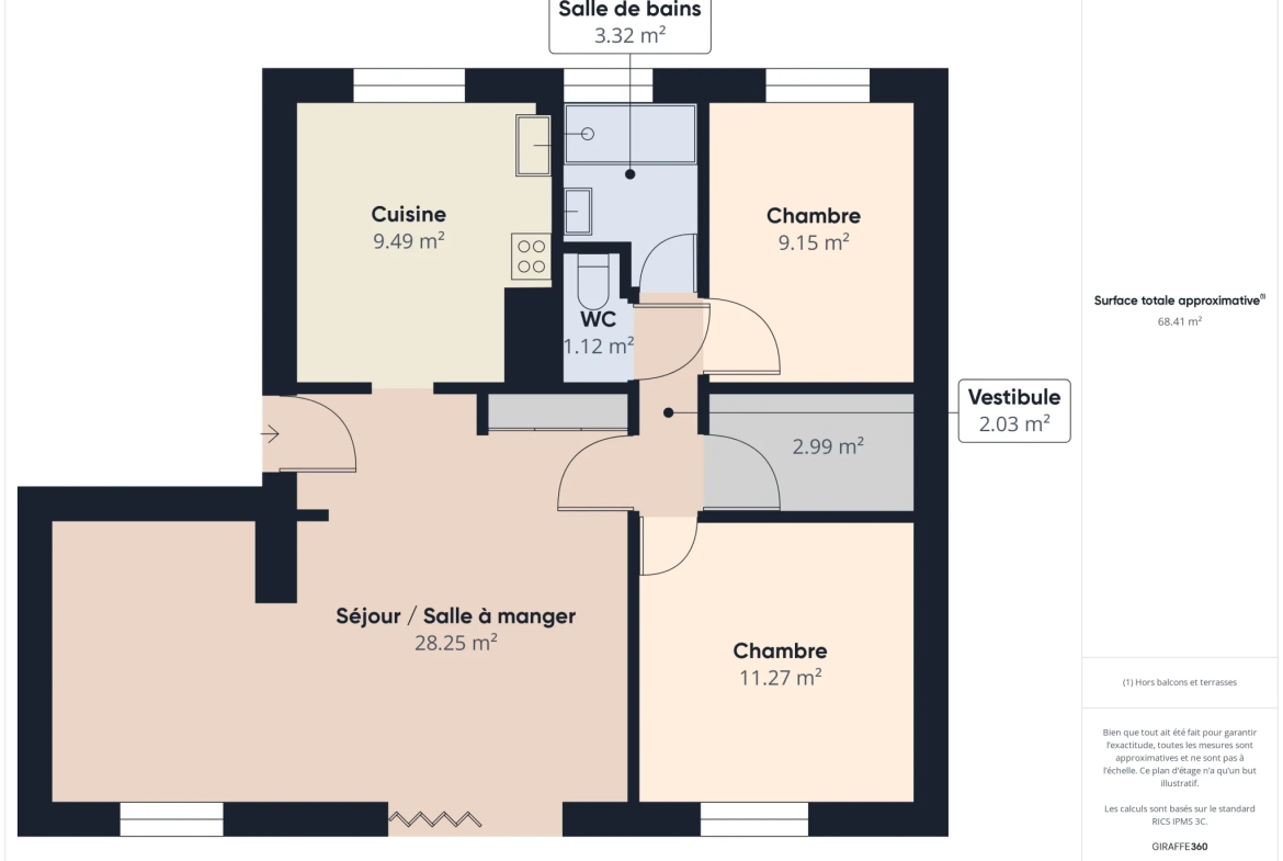 Appartement T4 lumineux à Nevers avec balcon et parking privé 