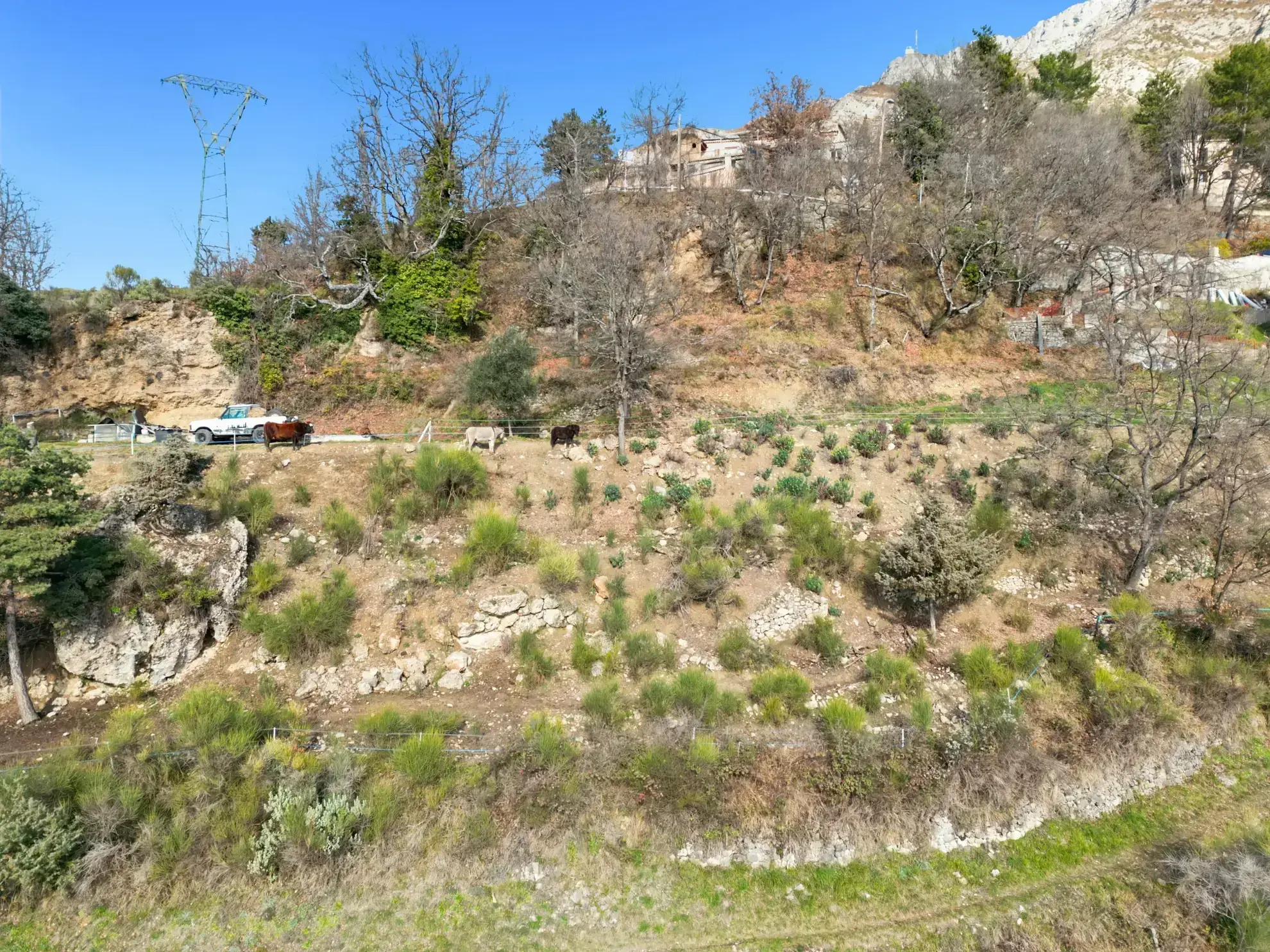 Terrain constructible de 2000 m² avec vue mer et montagnes à Revest-les-Roches 