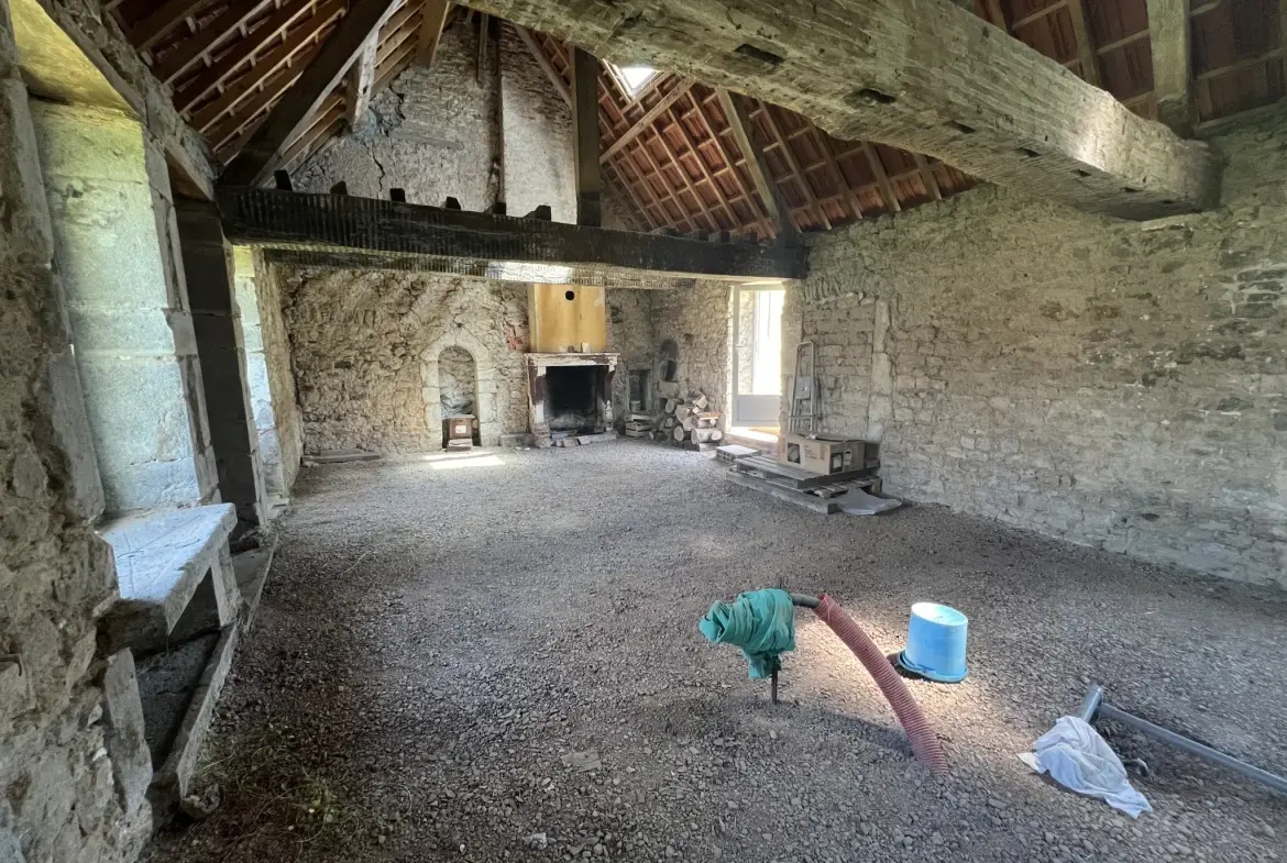Maison en pierres apparentes à rénover à Corbigny avec grand terrain 