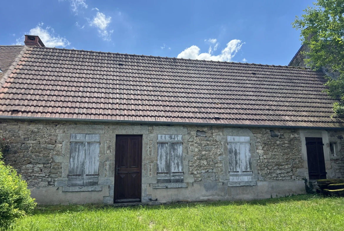 Maison en pierres apparentes à rénover à Corbigny avec grand terrain 