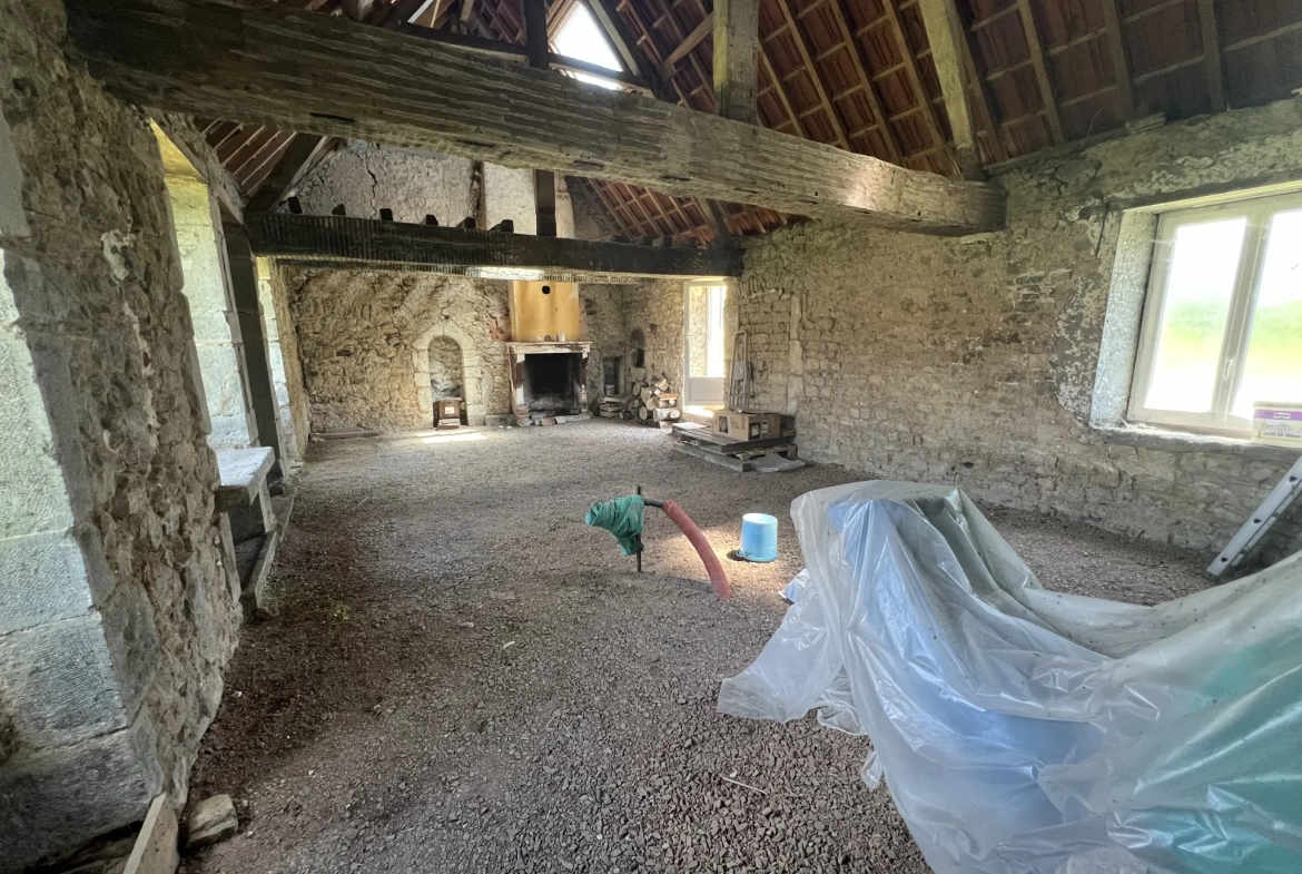 Maison en pierres apparentes à rénover à Corbigny avec grand terrain 