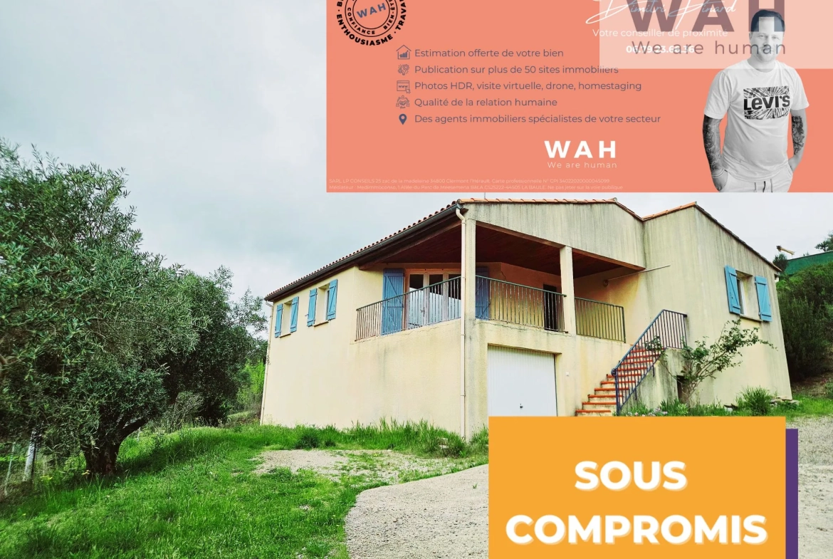 Villa 4 pièces à vendre à Usclas du Bosc avec vue montagne et terrasse ensoleillée 