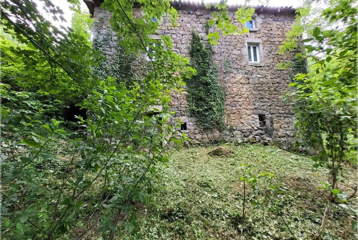 Ancien corps de ferme à rénover en Ardèche verte avec terrain de 6419 m² 