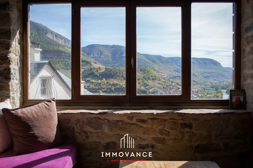 Belle maison en pierre avec duplex et T1, vue panoramique sur la vallée du Tarn à Compeyre 