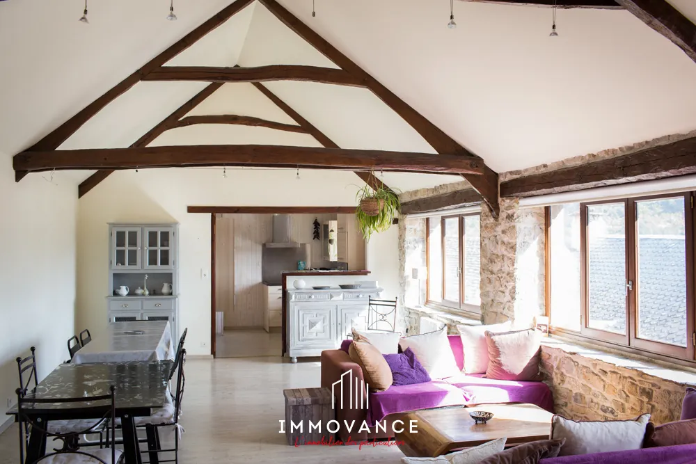 Belle maison en pierre avec duplex et T1, vue panoramique sur la vallée du Tarn à Compeyre 