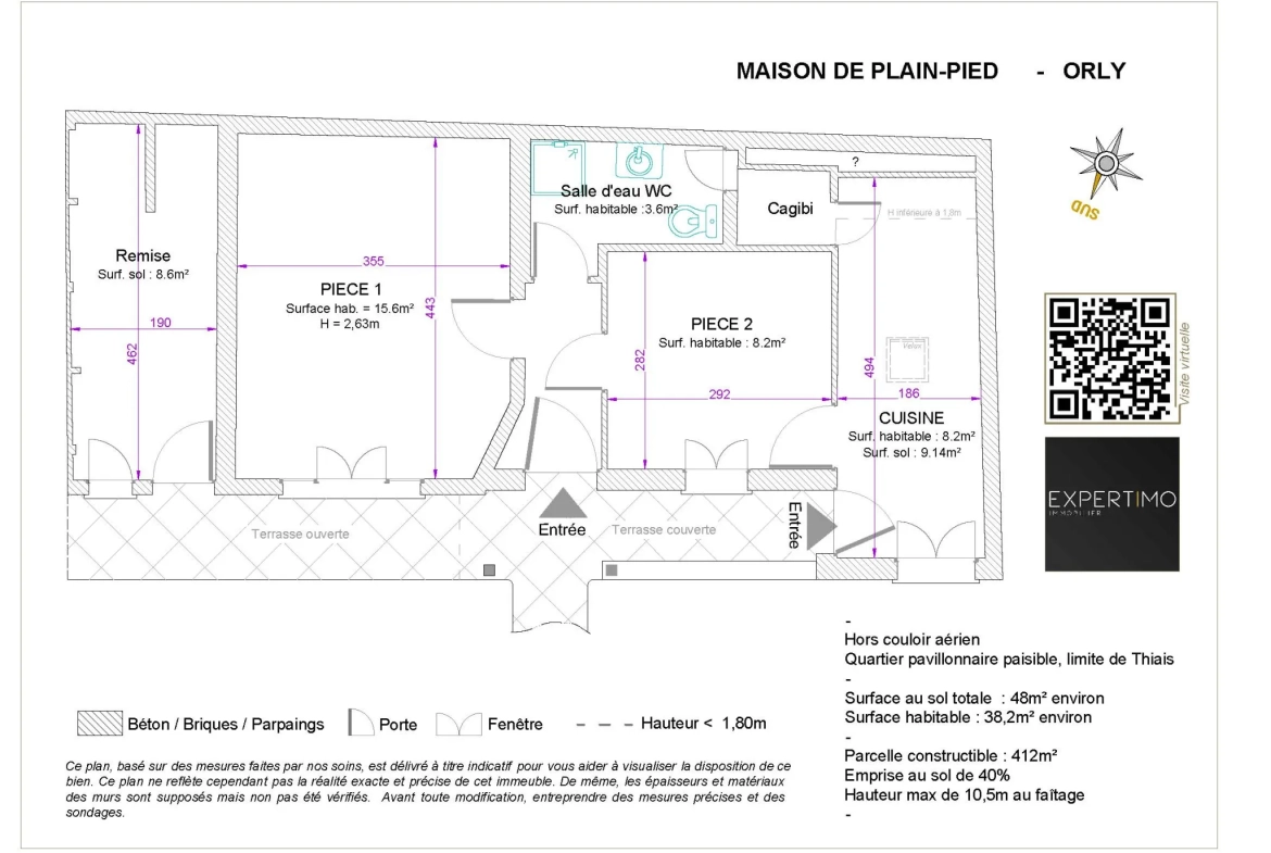 Petite maison avec grand terrain à Thiais, construction possible, proche transports et écoles 
