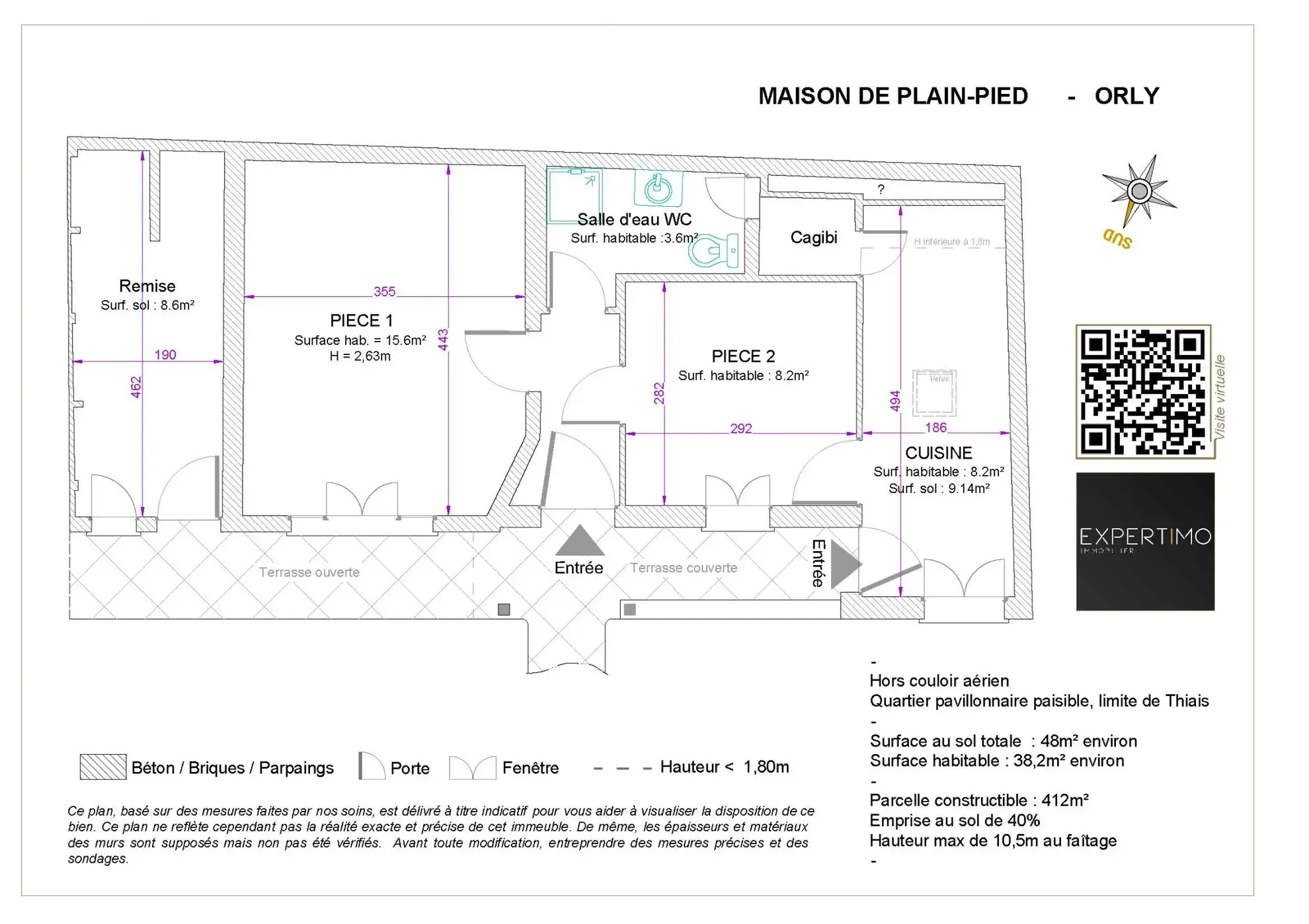Petite maison avec grand terrain à Thiais, construction possible, proche transports et écoles 