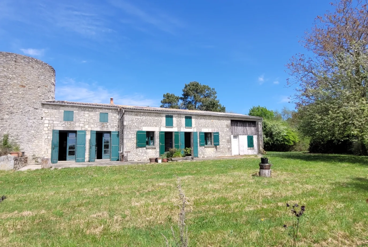 Maison d'habitation avec moulin et grand terrain à Chepniers – Vue campagne 