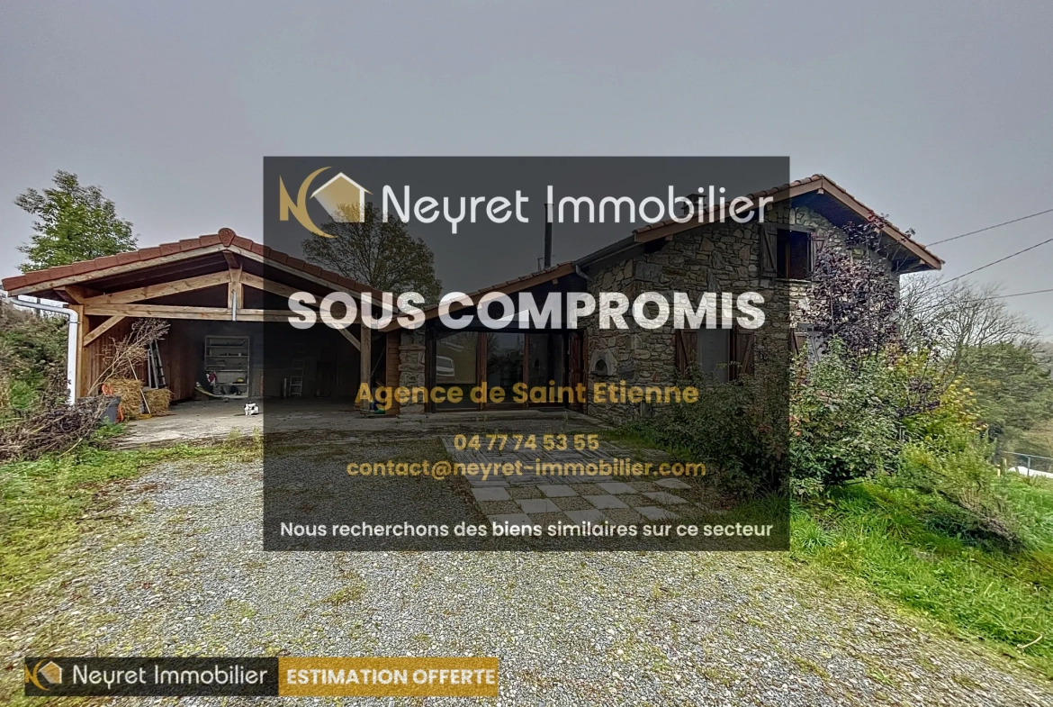 Villa en pierre avec 4 chambres à Larajasse - Maison confortable avec terrain 