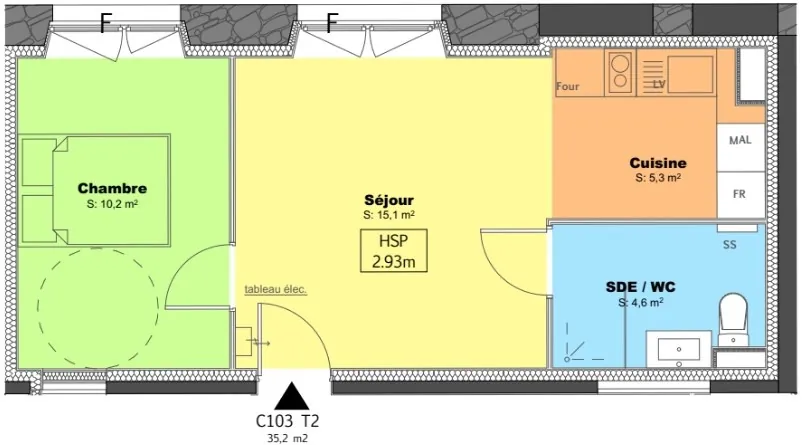 Appartement T2 35 m² à Fougères, Résidence Seniors avec locataire en place 