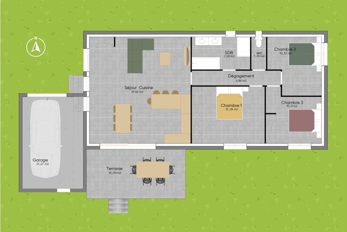 Maison neuve de plain-pied à Camaret-sur-Aigues - 89 m² avec garage et terrasse 