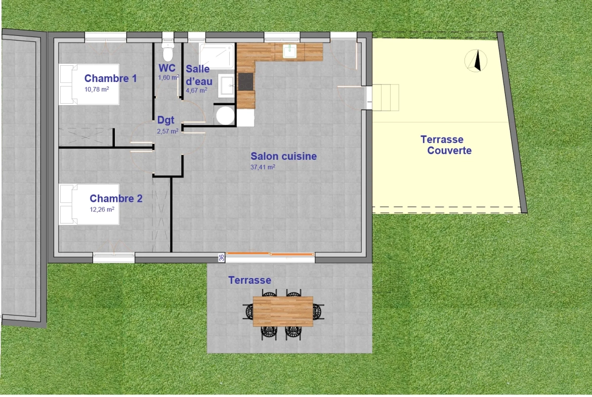 Maison neuve plain-pied à Camaret-sur-Aigues, 2 chambres, terrasses, livraison 2025 