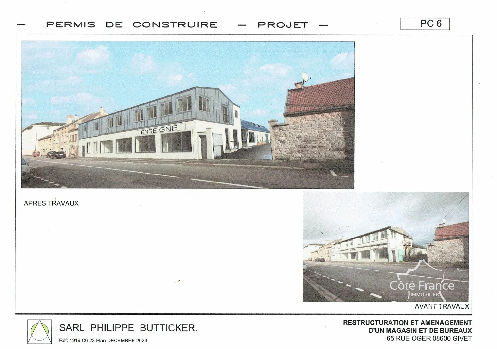 Vente bâtiment professionnel à Givet avec grande vitrine et parking stratégique 