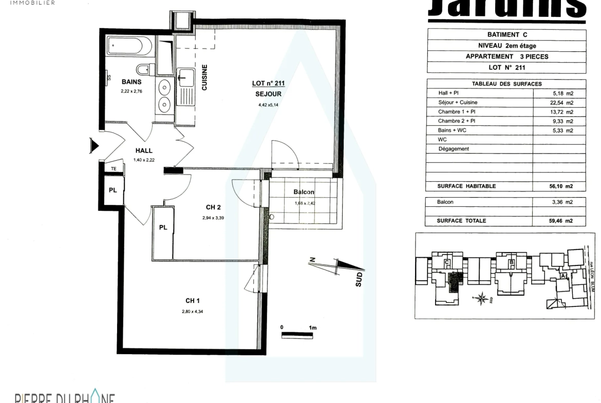 Appartement T3 à Villeurbanne avec balcon et garage, proche écoles et transports 