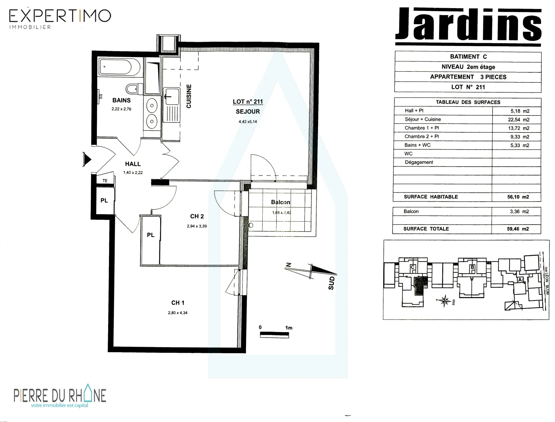 Appartement T3 à Villeurbanne avec balcon et garage, proche écoles et transports 