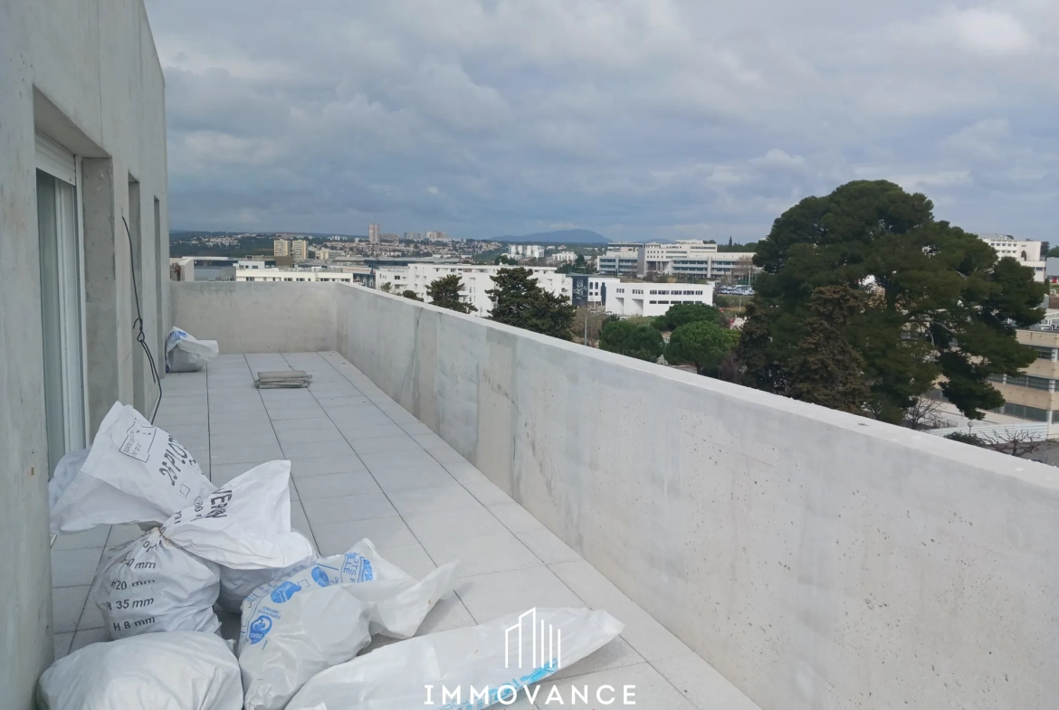 Appartement neuf de 70m² avec terrasse à Montpellier Cellenueve, dernier étage 
