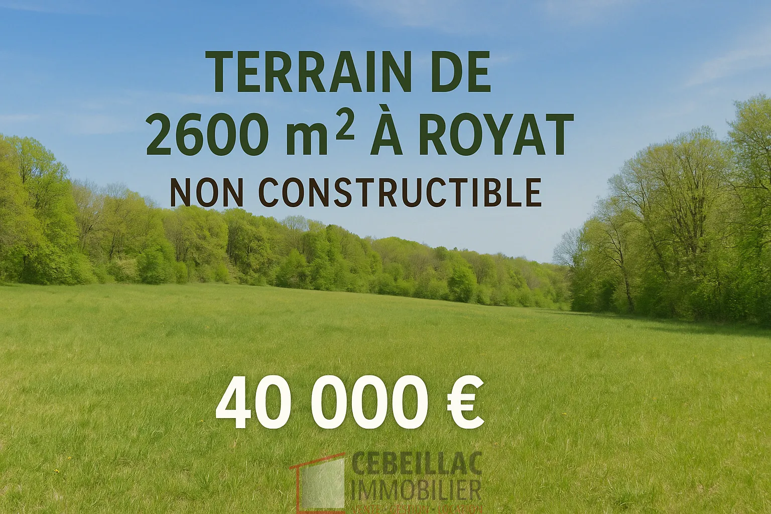 Terrain non constructible de 2 610 m² à Royat – Environnement paisible 