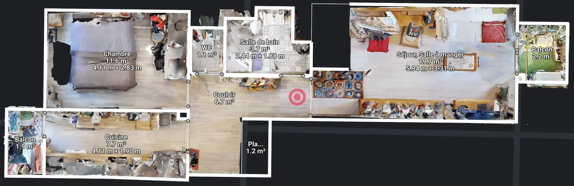 Bel appartement traversant de 54 m² avec deux balcons à Nice Cessole 