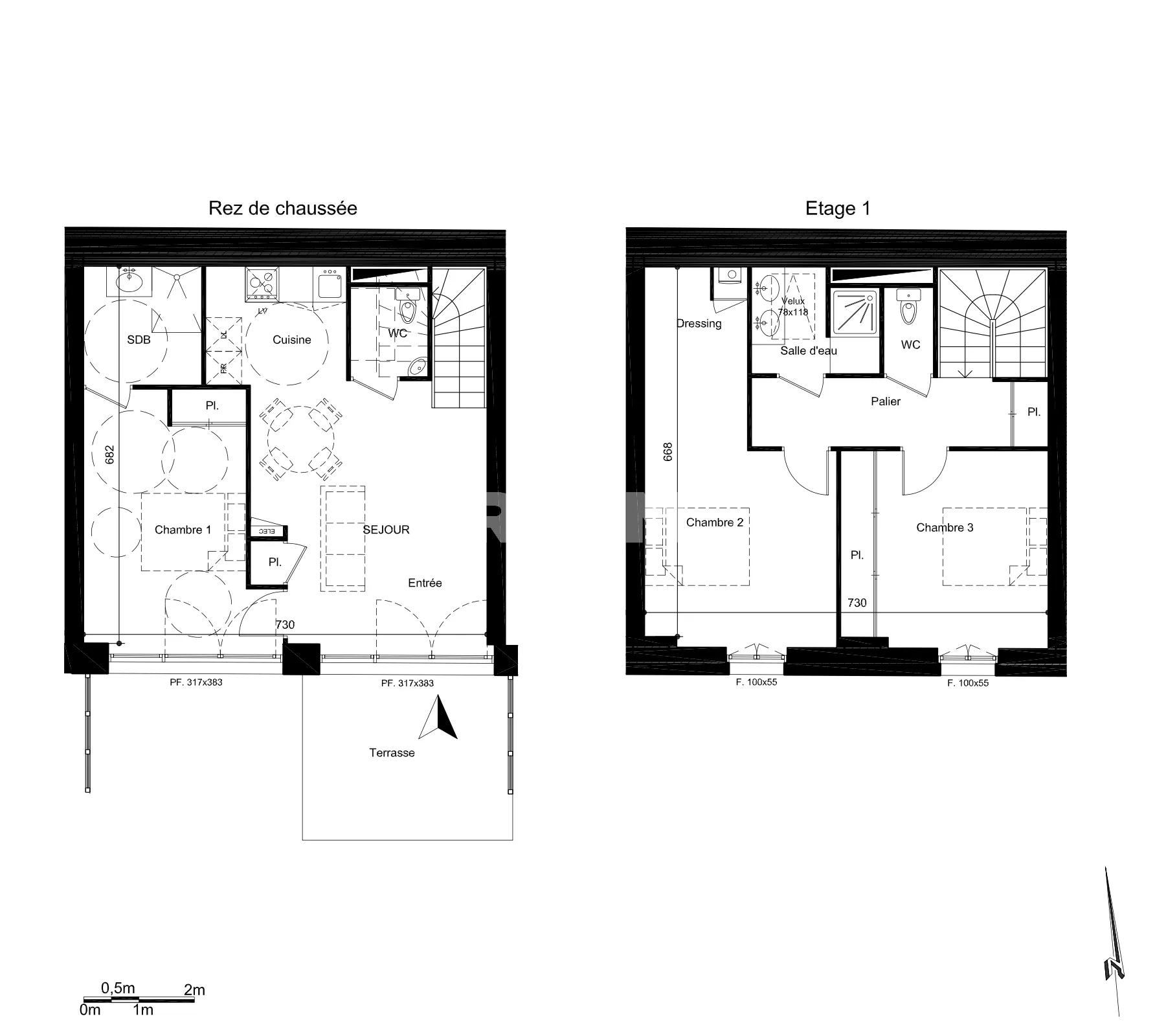 Terrain constructible viabilisé à Cavignac avec maison R+1, terrasse, jardin et parking 