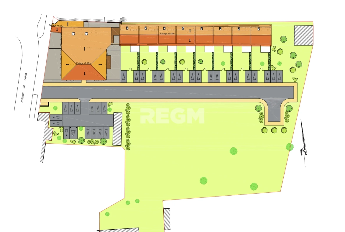 Terrain constructible viabilisé à Cavignac avec maison R+1, terrasse, jardin et parking 