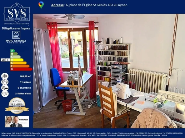 Maison de 183 m² avec cour et potentiel professionnel à Aynac (46120) 