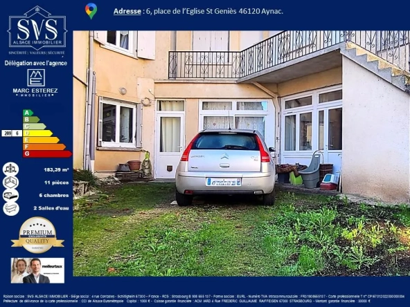Maison de 183 m² avec cour et potentiel professionnel à Aynac (46120) 
