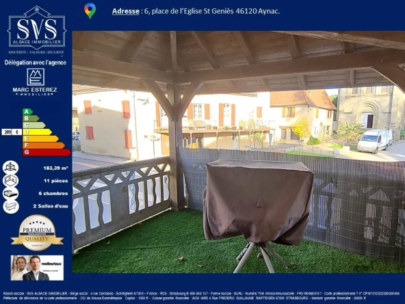 Maison de 183 m² avec cour et potentiel professionnel à Aynac (46120) 