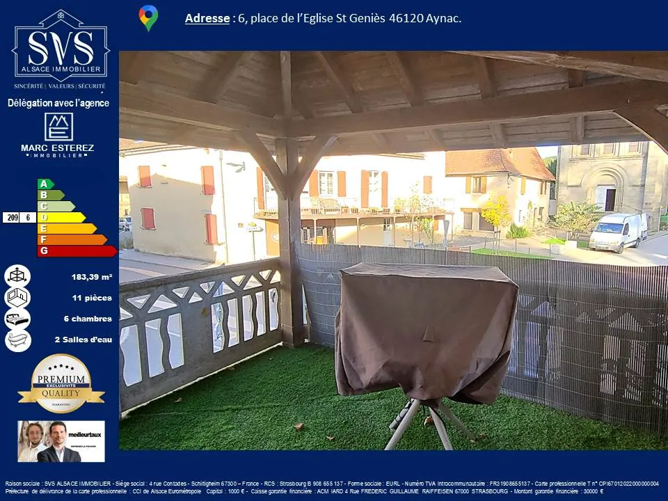 Maison de 183 m² avec cour et potentiel professionnel à Aynac (46120) 
