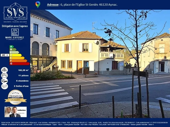 Maison de 183 m² avec cour et potentiel professionnel à Aynac (46120) 