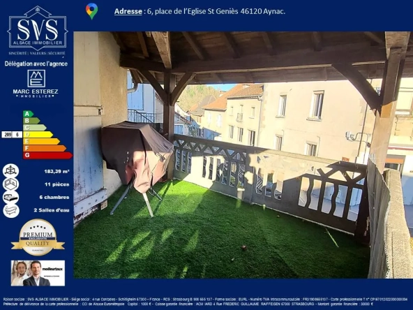 Maison de 183 m² avec cour et potentiel professionnel à Aynac (46120) 