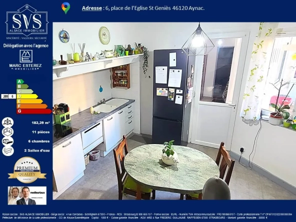 Maison de 183 m² avec cour et potentiel professionnel à Aynac (46120) 