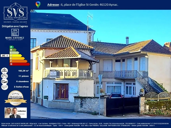 Maison de 183 m² avec cour et potentiel professionnel à Aynac (46120)
