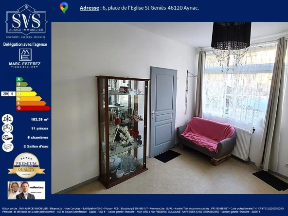 Maison de 183 m² avec cour et potentiel professionnel à Aynac (46120) 
