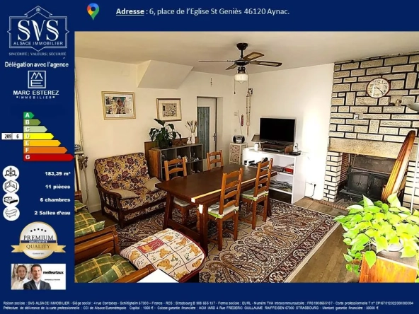 Maison de 183 m² avec cour et potentiel professionnel à Aynac (46120) 