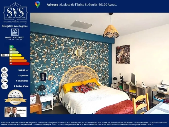 Maison de 183 m² avec cour et potentiel professionnel à Aynac (46120) 