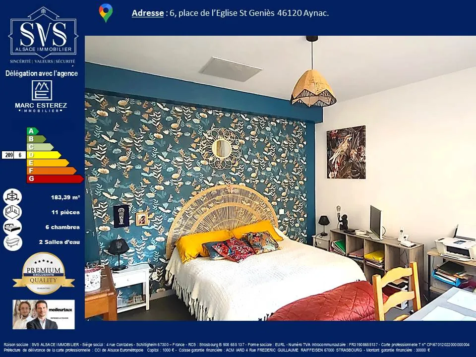 Maison de 183 m² avec cour et potentiel professionnel à Aynac (46120) 