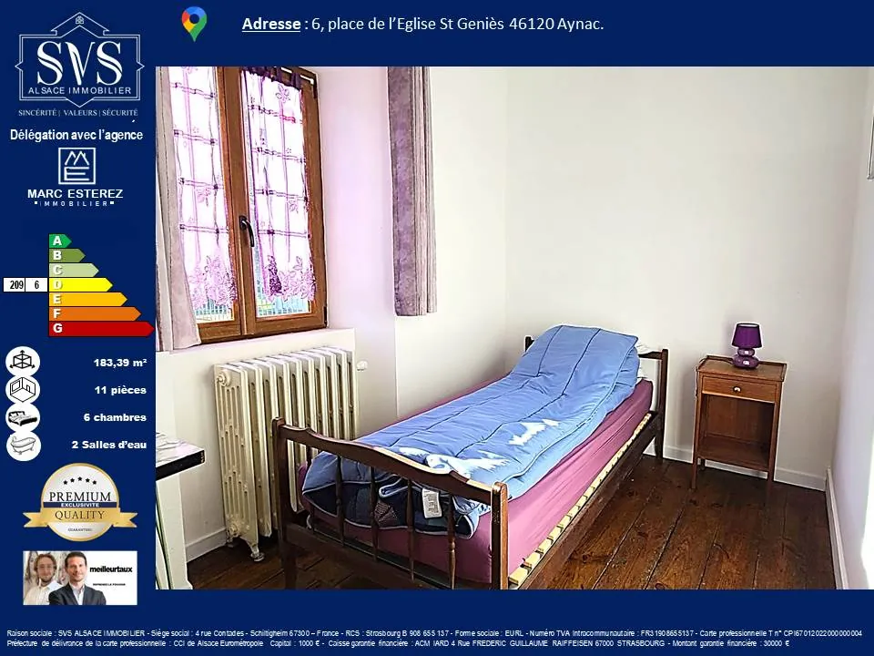 Maison de 183 m² avec cour et potentiel professionnel à Aynac (46120) 