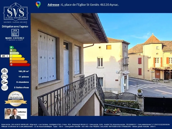 Maison de 183 m² avec cour et potentiel professionnel à Aynac (46120) 