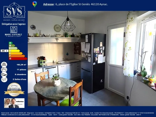 Maison de 183 m² avec cour et potentiel professionnel à Aynac (46120) 