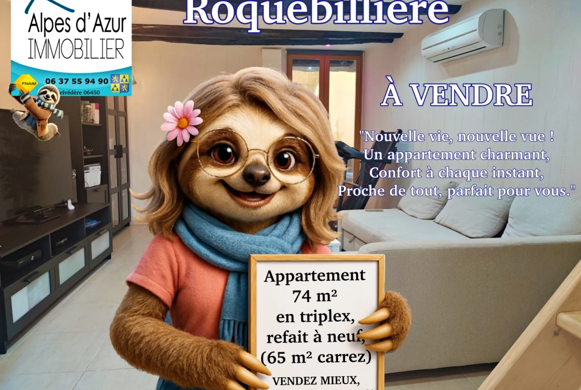 Achat appartement rénové de 4 pièces en triplex à Roquebillière, vallée de la Vésubie 