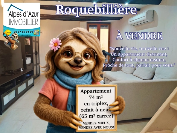 Achat appartement rénové de 4 pièces en triplex à Roquebillière, vallée de la Vésubie