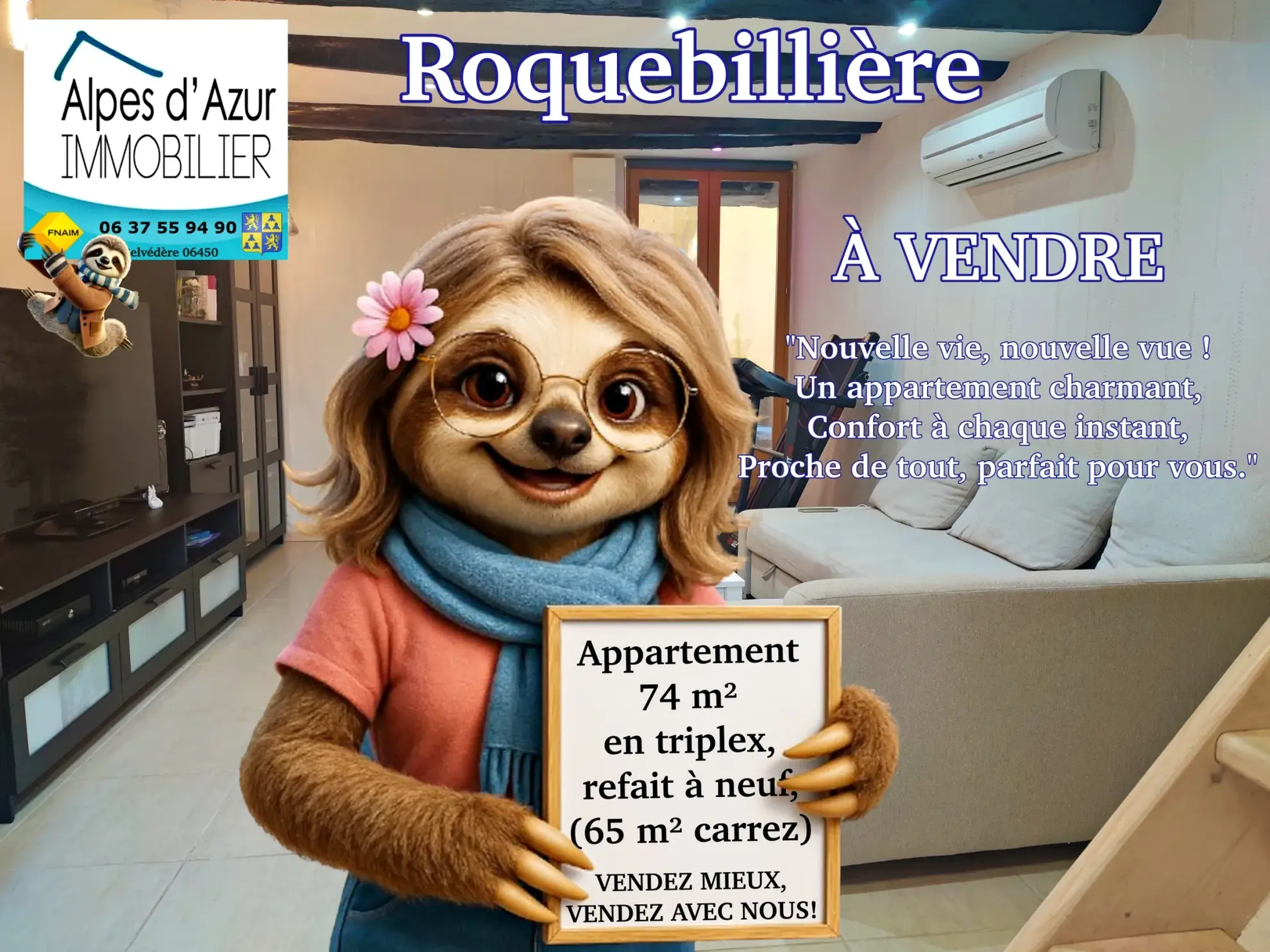Achat appartement rénové de 4 pièces en triplex à Roquebillière, vallée de la Vésubie 