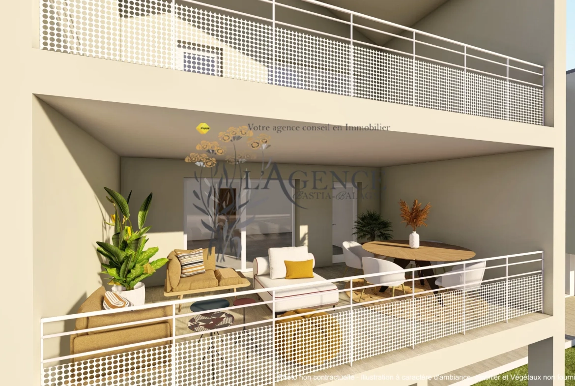 Appartement T3 avec terrasse à Lucciana – Résidence calme et sécurisée 